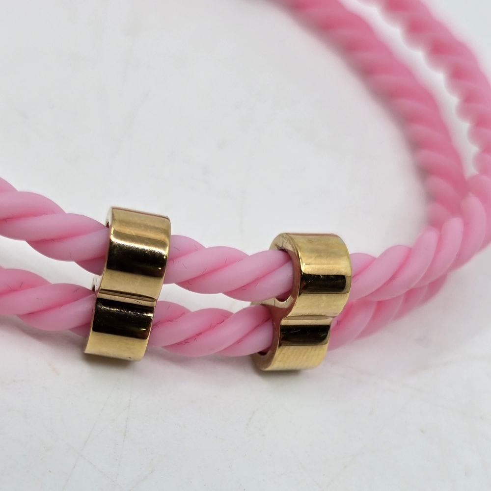 Versace Pink & Gold Rubber Medusa Bracelet in Candy Oro - Picture 3 of 7